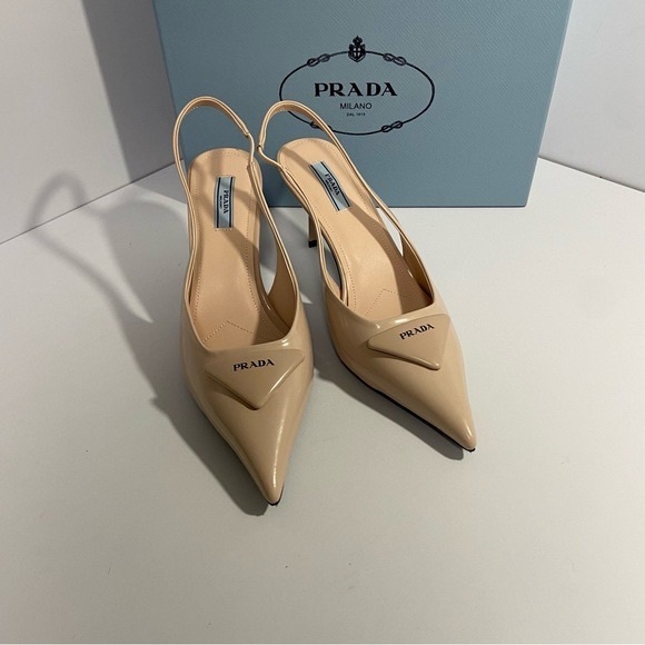 Prada Women's Beige Slingback Heels - Picture 2 of 8